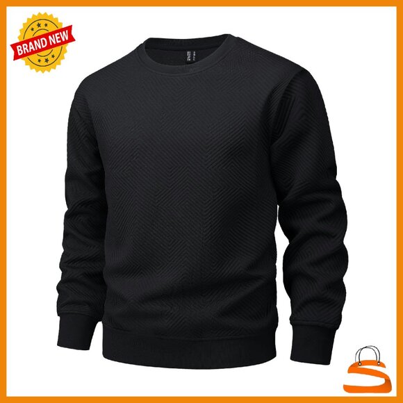 Other - Men's Geometric Textured Pullover Sweatshirt Soft Casual Long Sleeve